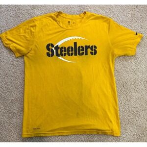 Nike NFL‎ Team Apparel Steelers T Shirt Men's Short Sleeve Dri-Fit Yellow Size L